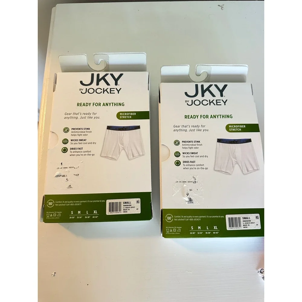 JKY by Jockey Mens 2 Pack Microfiber Stretch Long Leg Boxer‎ Briefs Black Grey S